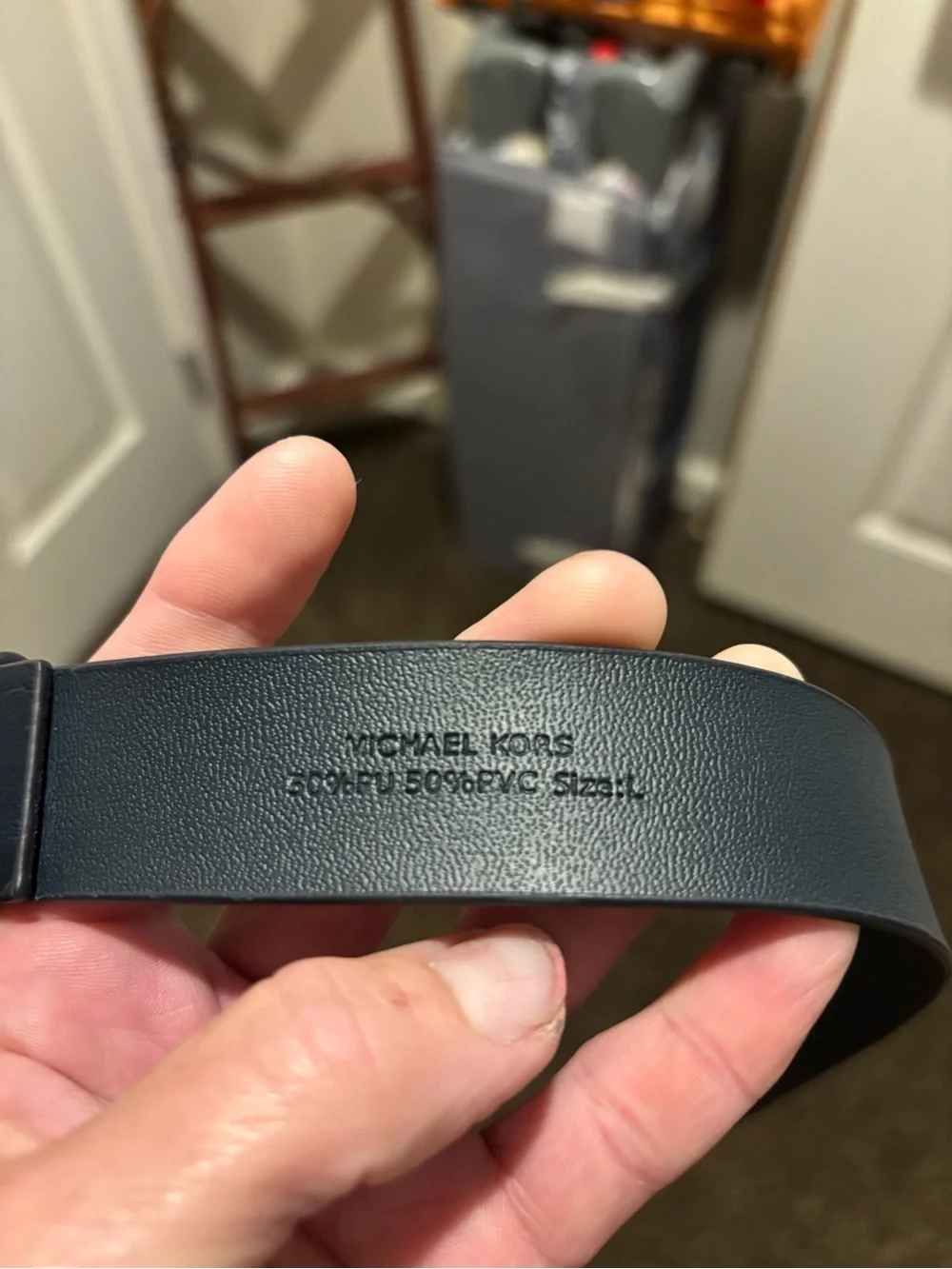 Michael Kors Navy Belt with Silver-Tone Buckle and Bonus Free Belt